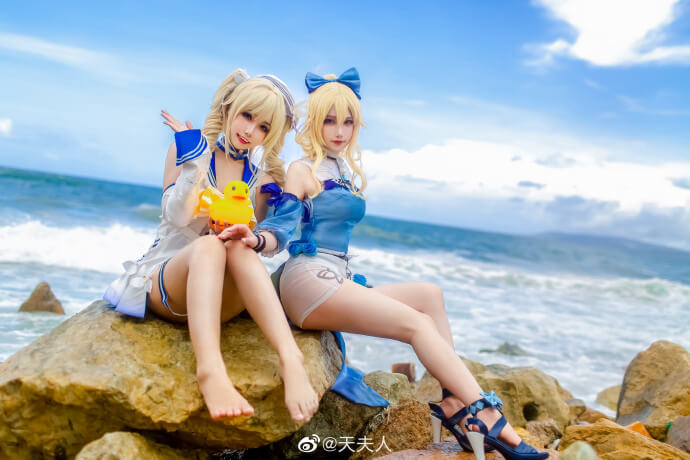 【COS正片】原神 芭芭拉和琴泳装夏日cos Momoko葵葵&天夫人 - 第10张 - 机器猫次元